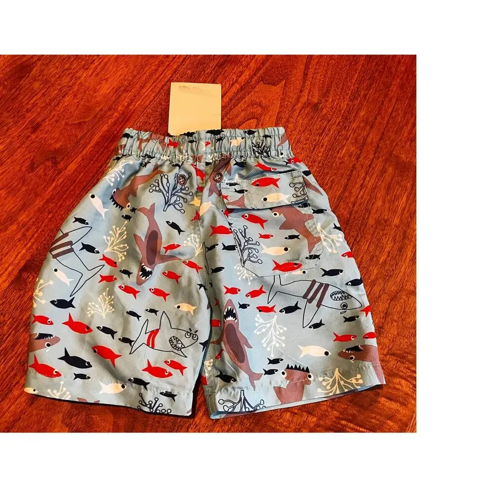 Flap Happy Baby Boys Swim Trunks Shark Print UPF 50+ Size 24M NWT 1987‎ 80s VTG
